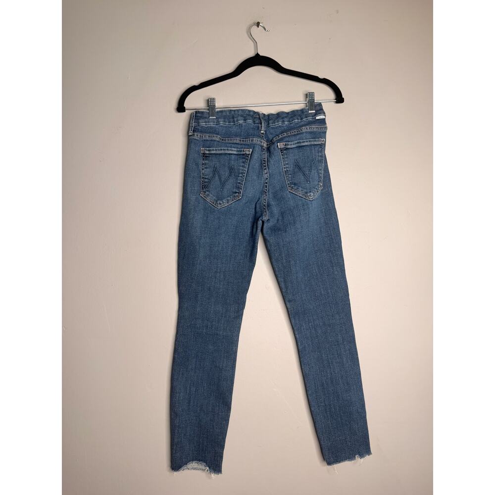Mother Denim The Looker Crop Jeans Size 28 Medium Wash Skinny Raw Hem Raw - Picture 2 of 6